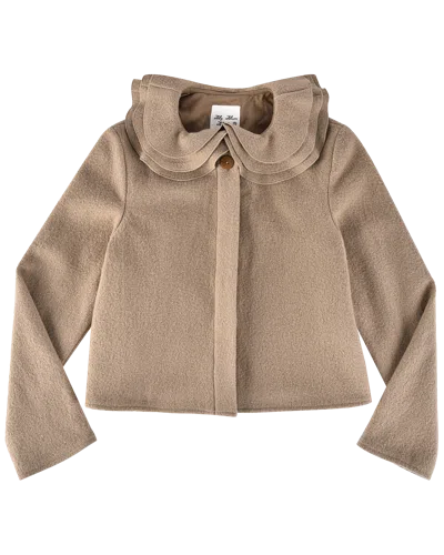 My Mum Made It Wool Frill Neck Jacket In Brown