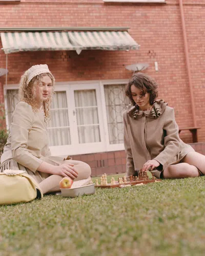 My Mum Made It Wool Frill Neck Jacket In Brown