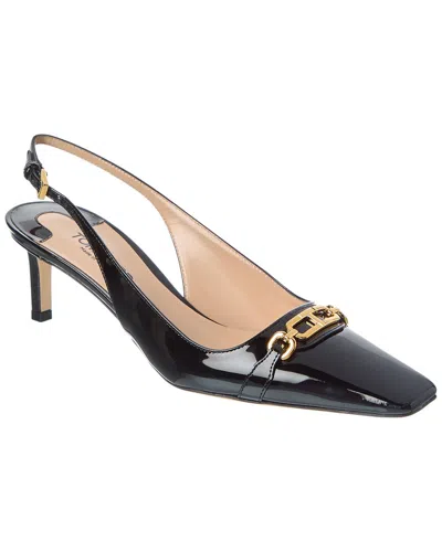 Tom Ford Black Slingback Pumps With T Logo Detail In Patent Leather Woman