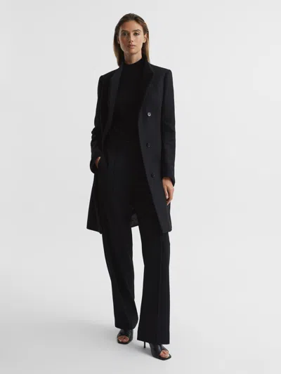 Reiss Mia Wool-blend Mid Length Coat In Black