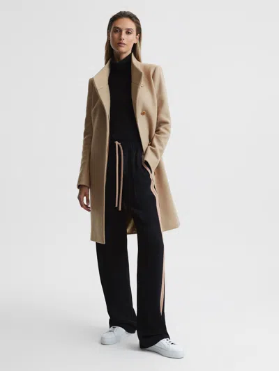 Reiss Mia Wool-blend Coat In Brown