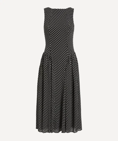 Reformation Womens Caviar Dot Anelis Woven Midi Dress In Black