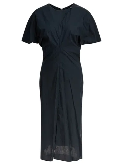 Soeur Draped Detail Short Sleeves V-neck Back In Blue