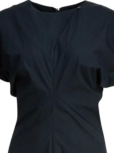 Soeur Draped Detail Short Sleeves V-neck Back In Blue