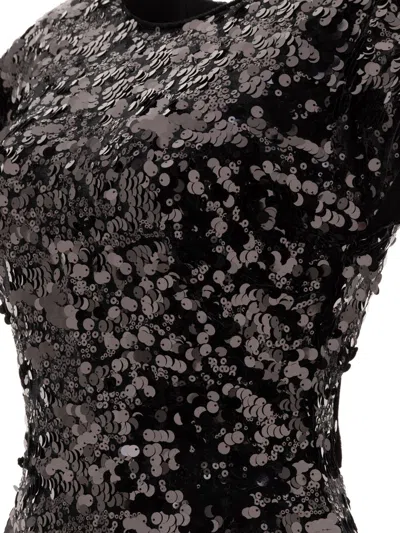 Ganni Sequined Velvet Mini Dress In Black