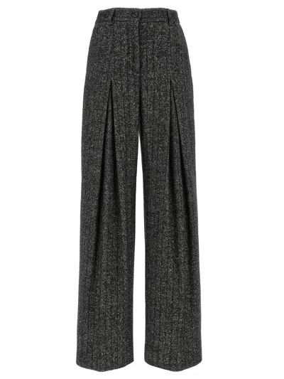 Dolce & Gabbana Wool Trousers With Back Pocket And Pleated Design In Multi