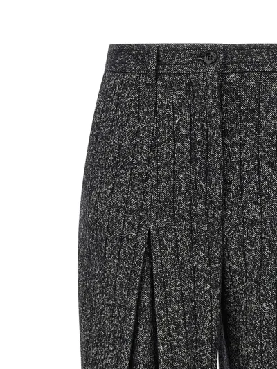 Dolce & Gabbana Wool Trousers With Back Pocket And Pleated Design In Multi