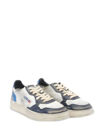 Autry White/black/blue Medalist Low Super Vintage Sneakers In White