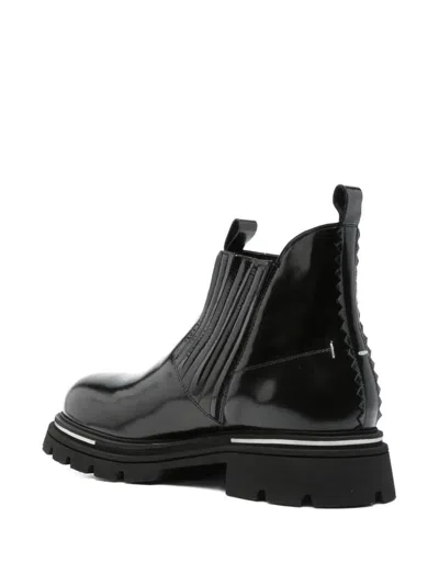 The Antipode Leather Stitched-panel Ankle Boots In Black