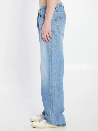Jacquemus Denim Pants Topstitching Contrasting In Blue