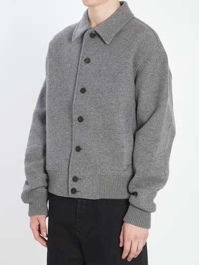 Jacquemus Grey Jacket With Classic Collar And Dropped Shoulders In Wool Man In Gray
