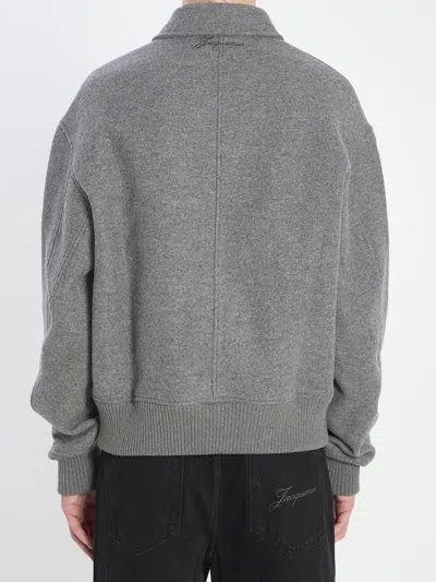 Jacquemus Grey Jacket With Classic Collar And Dropped Shoulders In Wool Man In Gray