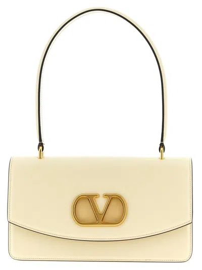 Valentino Garavani  Garavani Vain Bag With Handle In Shiny Calfskin Woman Butter Uni In White
