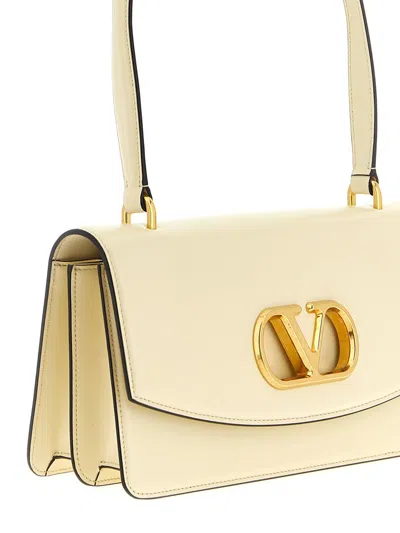 Valentino Garavani  Garavani Vain Bag With Handle In Shiny Calfskin Woman Butter Uni In White