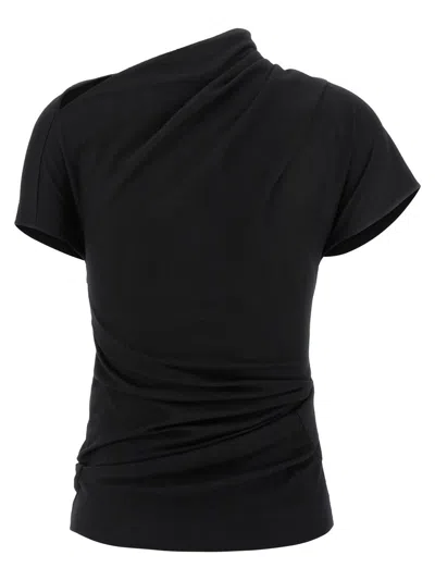 Entire Studios Flap Draped Short-sleeve Top In Black