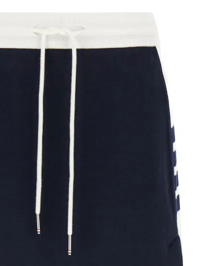 Thom Browne Cotton Miniskirt Featuring Adjustable Waist In Blue
