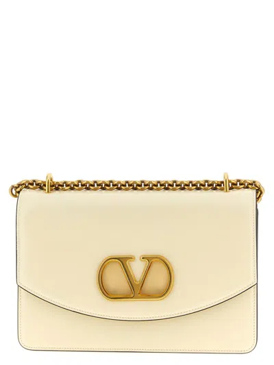 Valentino Leather Vlogo Signature Shoulder Bag In White