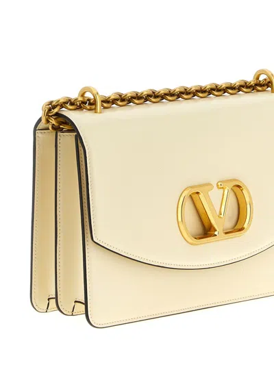 Valentino Leather Vlogo Signature Shoulder Bag In White