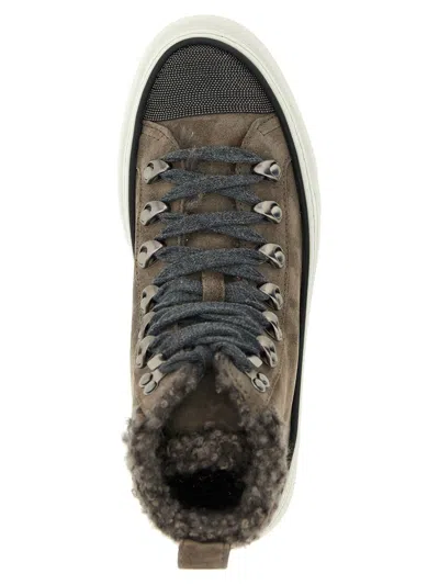 Brunello Cucinelli Luxe Rubber Sole Sneakers In Gray