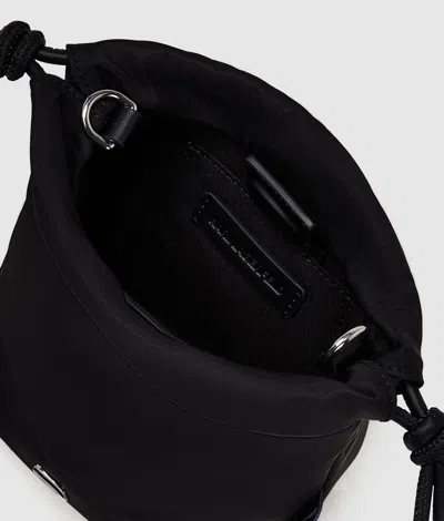 Karl Lagerfeld Ikon Nylon Small Bucket Bag In Black