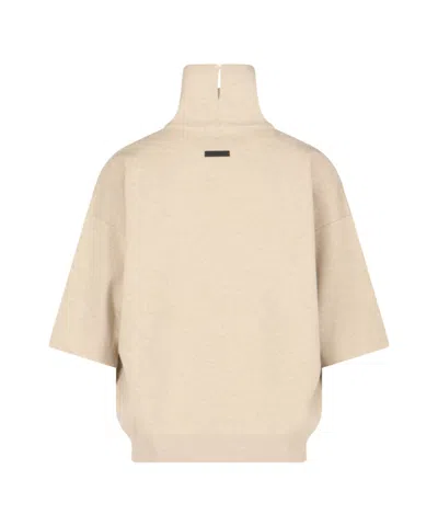 Fear Of God Turtleneck Sweater In Beige Virgin Wool Dropped Shoulders In Neutral