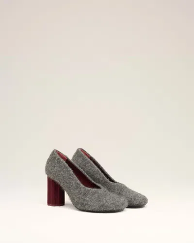 Ami Alexandre Mattiussi Black Mohair Knit Piano Pumps Grey In Gray