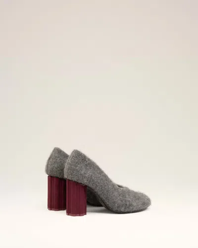 Ami Alexandre Mattiussi Black Mohair Knit Piano Pumps Grey In Gray