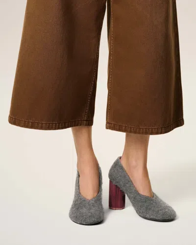 Ami Alexandre Mattiussi Black Mohair Knit Piano Pumps Grey In Gray