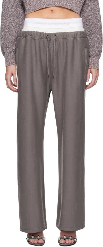 Alexander Wang Logo-embellished Stretch Track Pants In Gray