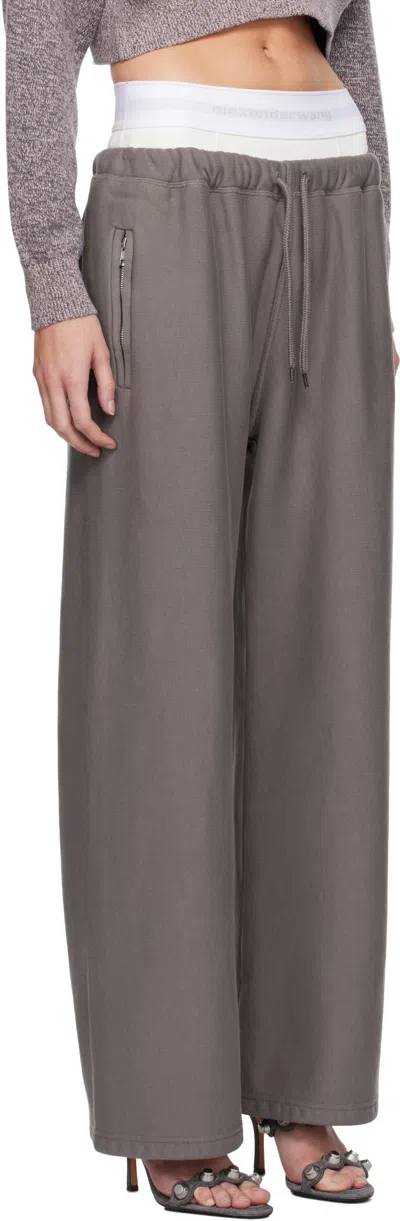 Alexander Wang Logo-embellished Stretch Track Pants In Gray