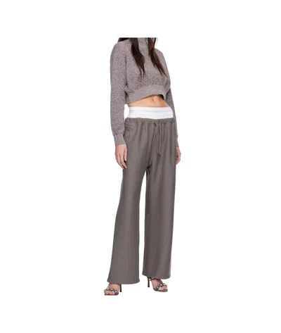 Alexander Wang Logo-embellished Stretch Track Pants In Gray