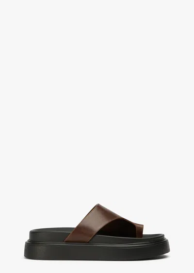 Tony Bianco Jazzy Toe Loop Sandals Choc Vintage In Brown