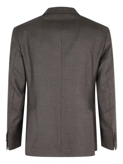 Tagliatore Textured Wool Monopetto Jacket With Lapel Neckline In Brown