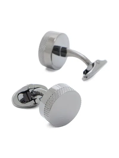 Giorgio Armani Textured Round Cufflinks In Gray