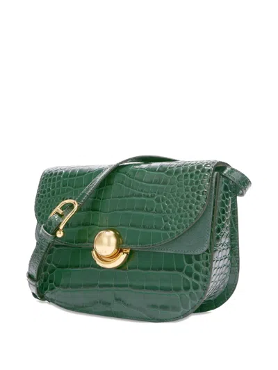 Furla Small Sfera Crocodile-effect Cross Body Bag In Green