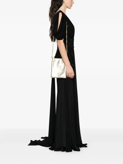 Pinko Metallic-effect Leather Cross Body Bag In Nude