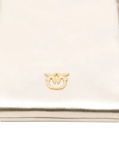 Pinko Metallic-effect Leather Cross Body Bag In Nude