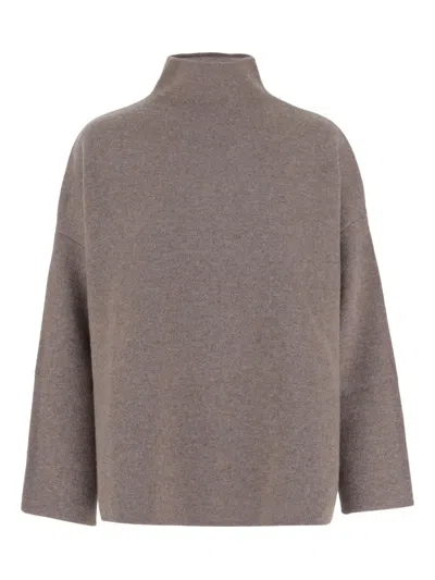 Oliver Lattughi High-neck Drop-shoulder Sweater In Gray