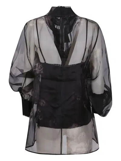 Zimmermann Blusa Hypnotic In Organza Stampata Donna In Black
