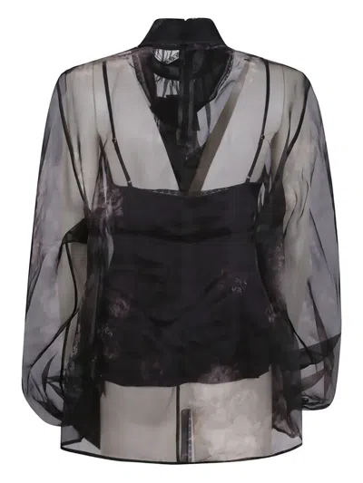 Zimmermann Blusa Hypnotic In Organza Stampata Donna In Black