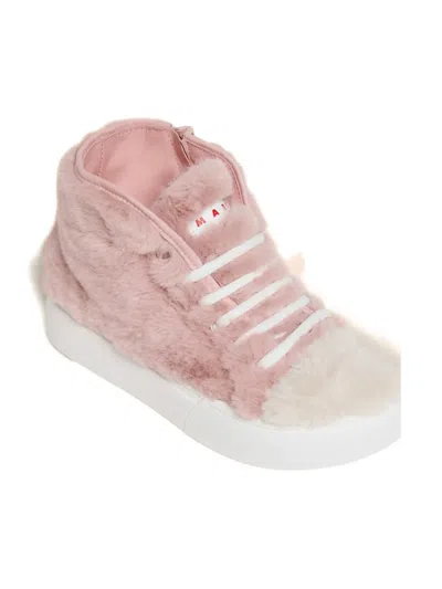 Marni Faux-fur High-top Sneakers In Multi