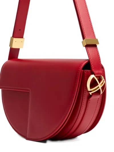 Patou Leather Shoulder Bag Adjustable Strap In Red