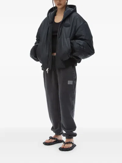 Alexander Wang Acid Wash Sweatpant In Dense Fleece In Acid Black
