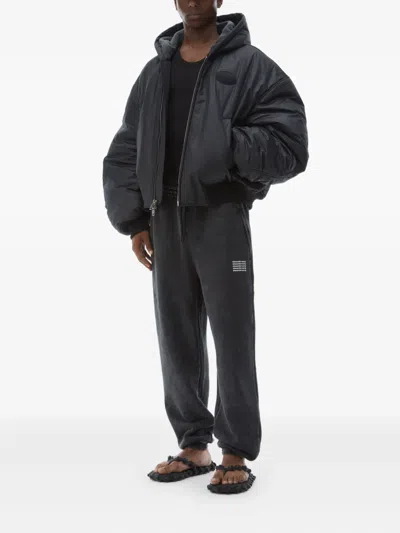 Alexander Wang Acid Wash Sweatpant In Dense Fleece In Acid Black