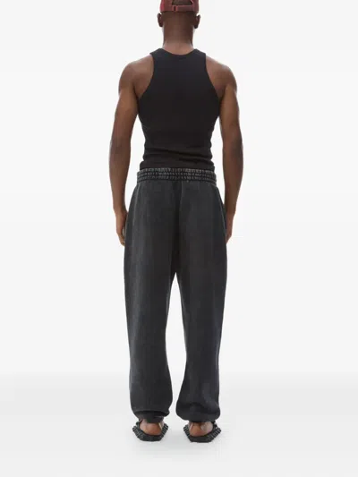 Alexander Wang Acid Wash Sweatpant In Dense Fleece In Acid Black