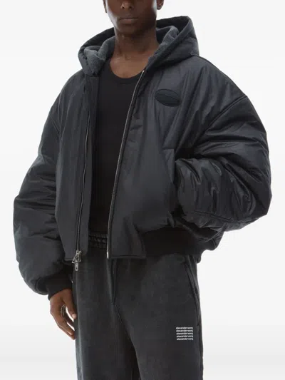 Alexander Wang Acid Wash Sweatpant In Dense Fleece In Acid Black