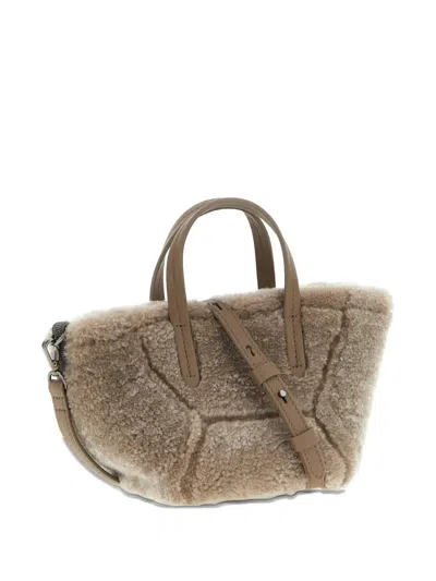 Brunello Cucinelli 'bc Duo' Mini Handbag In Gray