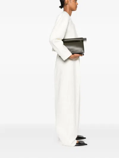 Jacquemus Womens Dark Khaki La Pochette Rond Carre Leather Clutch Bag In Gray