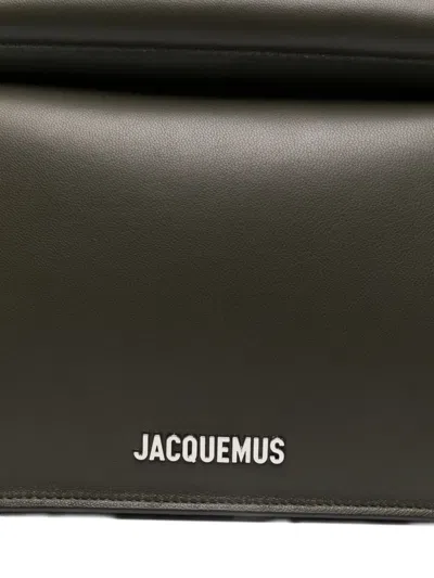 Jacquemus Womens Dark Khaki La Pochette Rond Carre Leather Clutch Bag In Gray