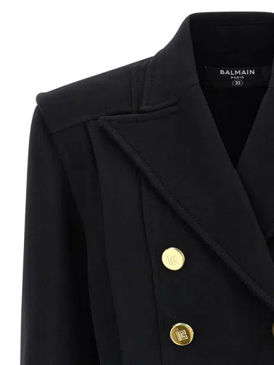 Balmain Tailored Coat With Double-breasted Design In Black